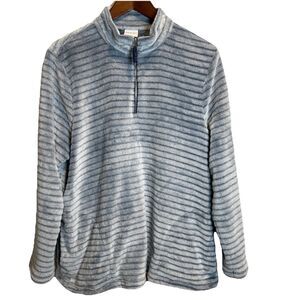 Weekends by Chico's Blue Fleece 1/4 Zip Jacket Women's Size XL 16 Soft Cozy
